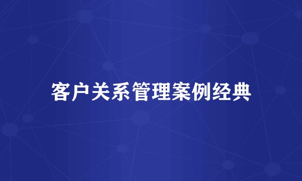 客户关系管理案例经典