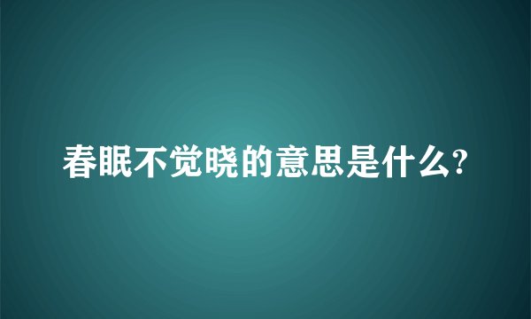 春眠不觉晓的意思是什么?
