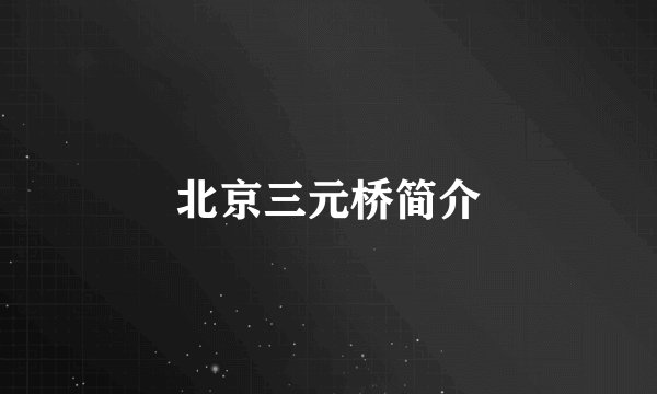 北京三元桥简介