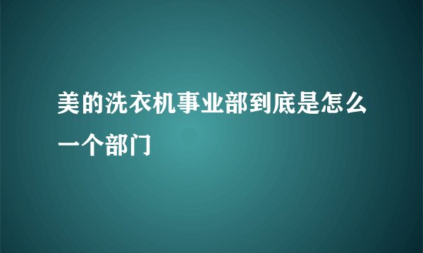 美的洗衣机事业部到底是怎么一个部门