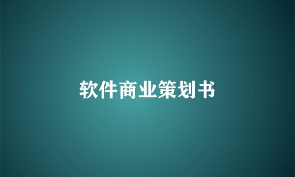 软件商业策划书