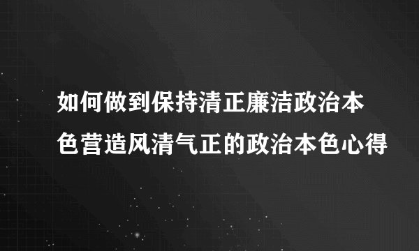 如何做到保持清正廉洁政治本色营造风清气正的政治本色心得