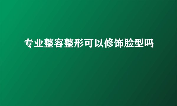 专业整容整形可以修饰脸型吗