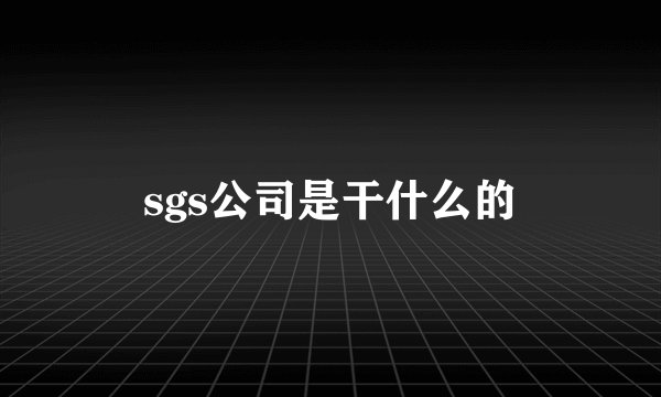 sgs公司是干什么的