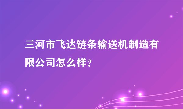 三河市飞达链条输送机制造有限公司怎么样?
