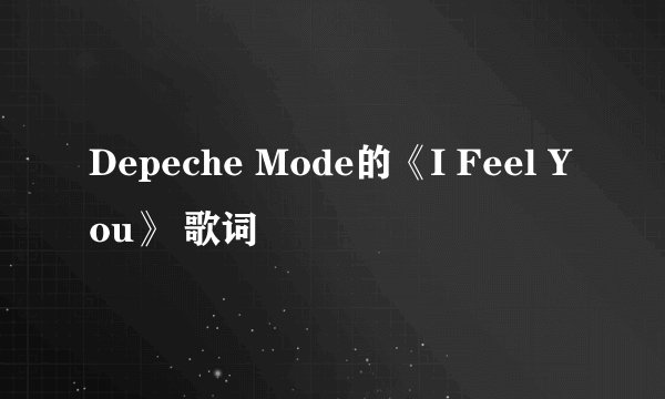 Depeche Mode的《I Feel You》 歌词