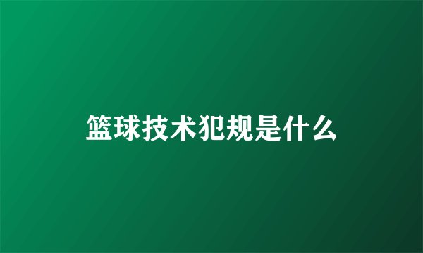 篮球技术犯规是什么