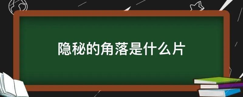 隐秘的角落是什么片