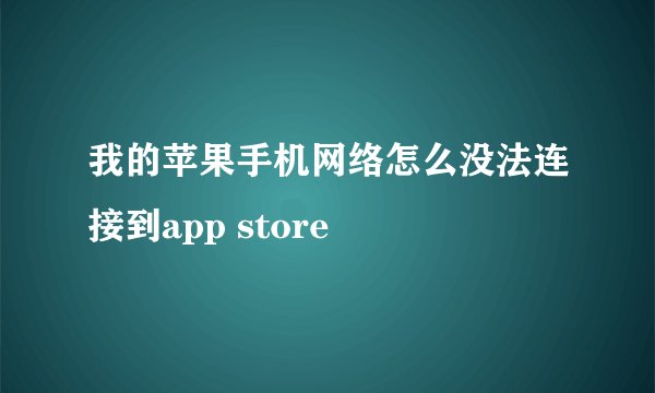 我的苹果手机网络怎么没法连接到app store