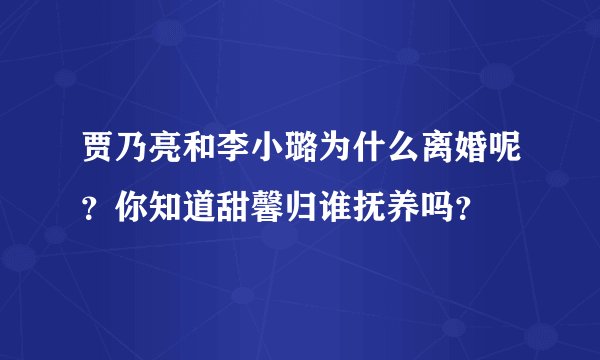 贾乃亮和李小璐为什么离婚呢?你知道甜馨归谁抚养吗?