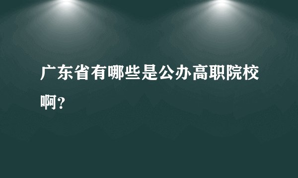广东省有哪些是公办高职院校啊？