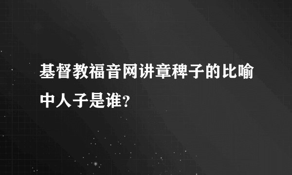 基督教福音网讲章稗子的比喻中人子是谁?