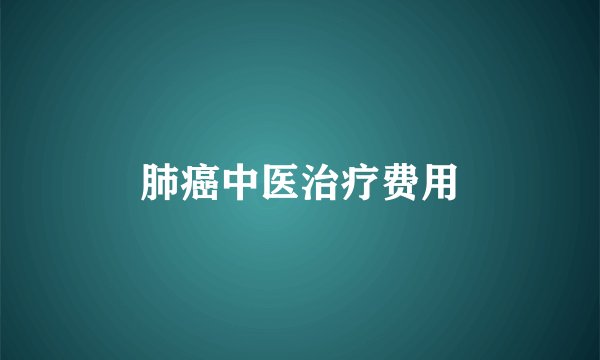 肺癌中医治疗费用