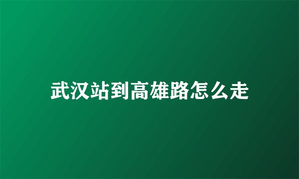 武汉站到高雄路怎么走