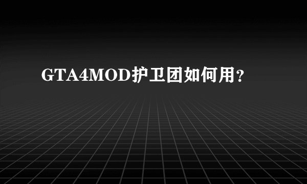 GTA4MOD护卫团如何用？