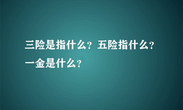 三险是指什么？五险指什么？一金是什么？