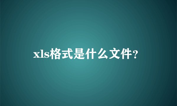 xls格式是什么文件?