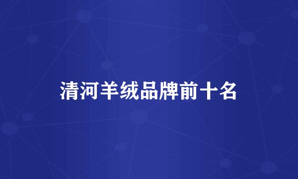 清河羊绒品牌前十名