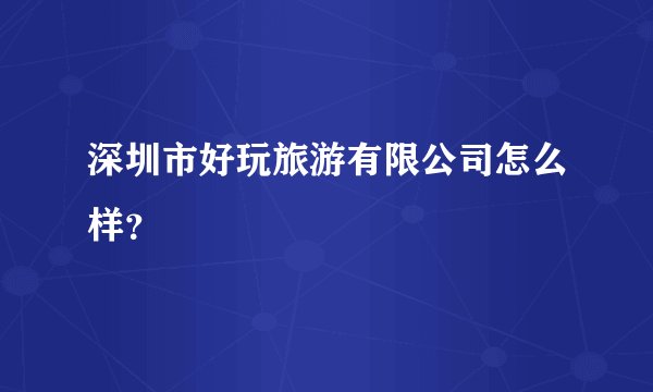 深圳市好玩旅游有限公司怎么样？