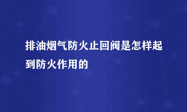 排油烟气防火止回阀是怎样起到防火作用的