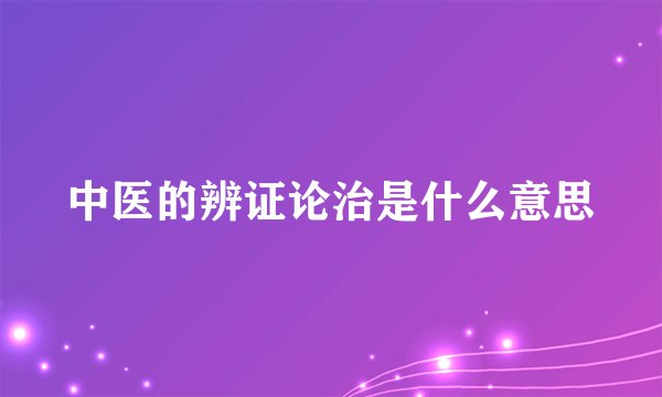 中医的辨证论治是什么意思