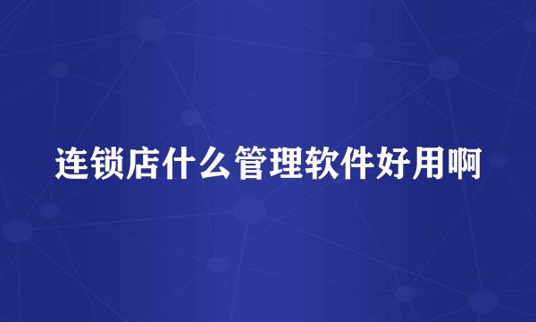 连锁店什么管理软件好用啊