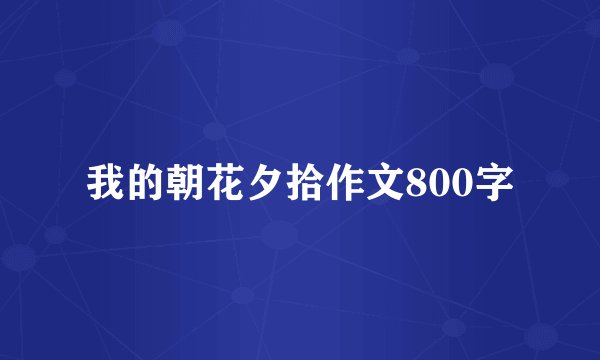 我的朝花夕拾作文800字