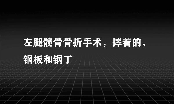 左腿髋骨骨折手术，摔着的，钢板和钢丁