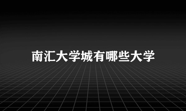 南汇大学城有哪些大学