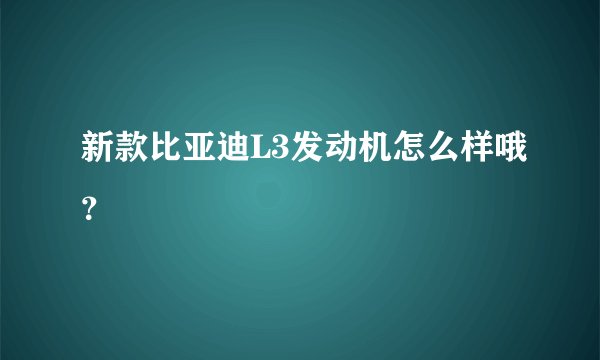 新款比亚迪L3发动机怎么样哦？