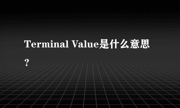 Terminal Value是什么意思？