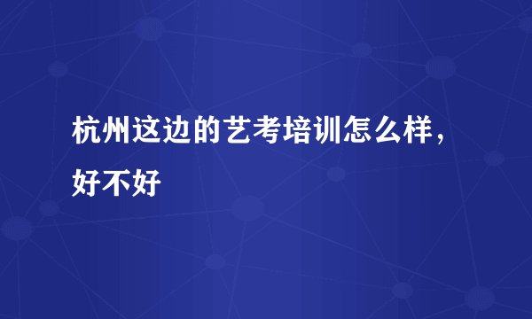 杭州这边的艺考培训怎么样,好不好