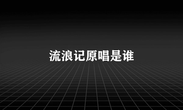 流浪记原唱是谁