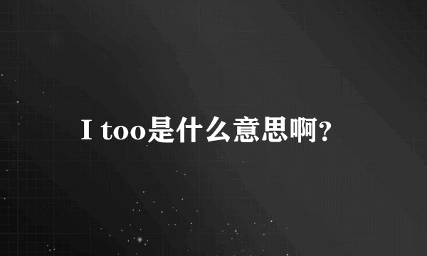 I too是什么意思啊？
