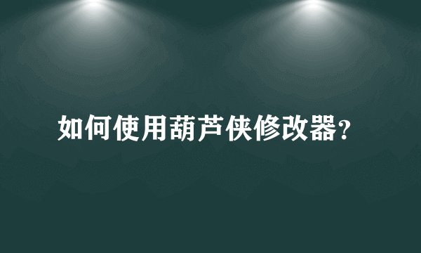 如何使用葫芦侠修改器？