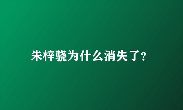 朱梓骁为什么消失了？