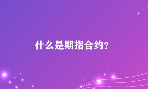 什么是期指合约？