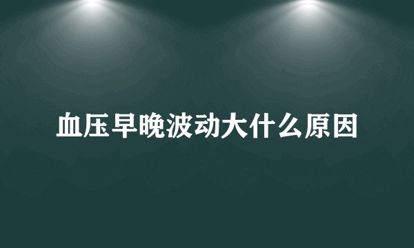 血压早晚波动大什么原因