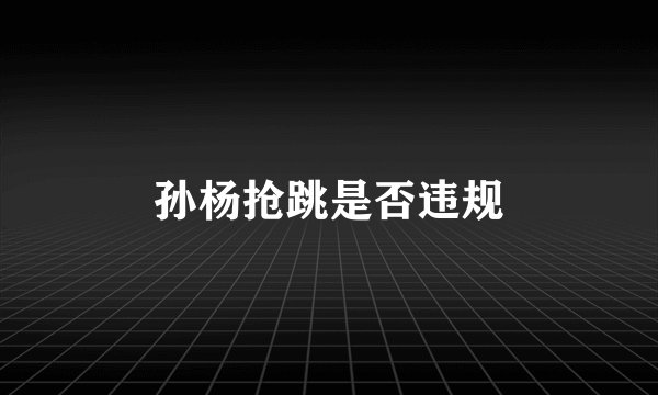 孙杨抢跳是否违规
