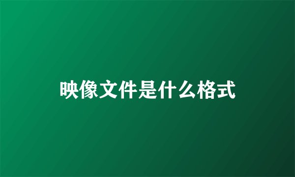 映像文件是什么格式