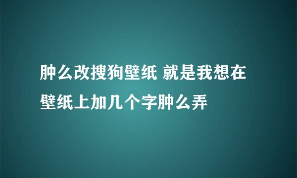 肿么改搜狗壁纸 就是我想在壁纸上加几个字肿么弄