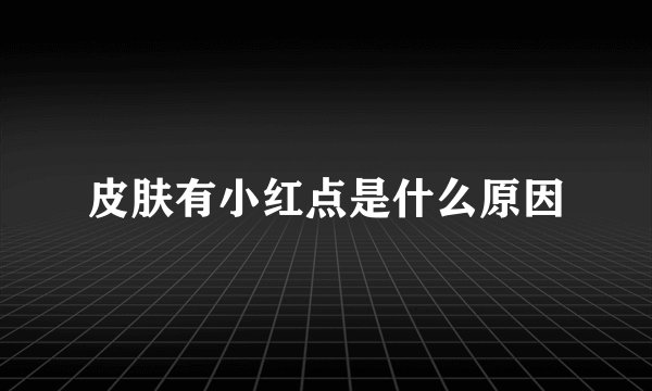 皮肤有小红点是什么原因