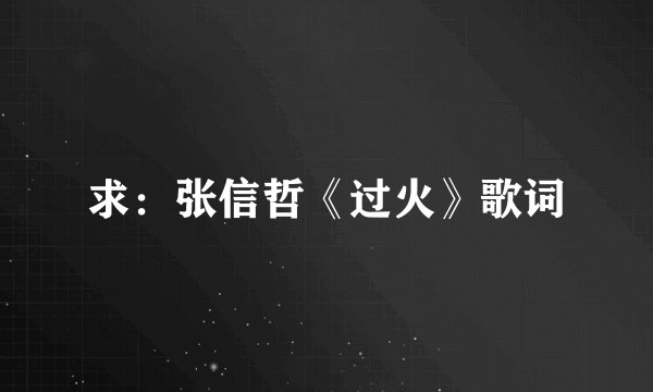 求：张信哲《过火》歌词