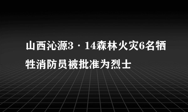 山西沁源3·14森林火灾6名牺牲消防员被批准为烈士