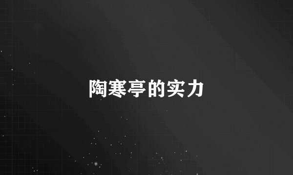 陶寒亭的实力