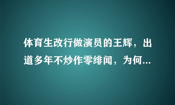 体育生改行做演员的王辉，出道多年不炒作零绯闻，为何如今戏好人不红？