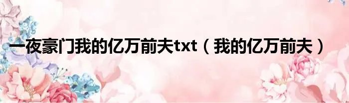 一夜豪门我的亿万前夫txt（我的亿万前夫）