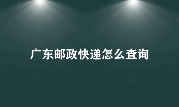 广东邮政快递怎么查询