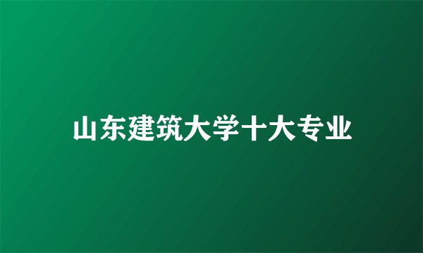 山东建筑大学十大专业