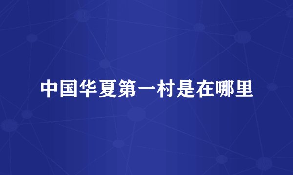 中国华夏第一村是在哪里